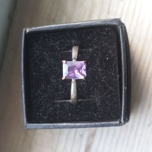 Purple stone silver band bath bomb ring